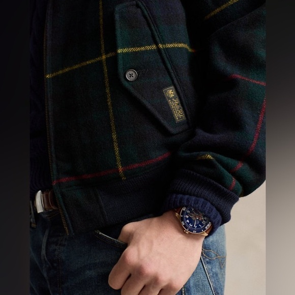 Plaid Wool Twill Jacket Polo Ralph Lauren men’s L COLOR:Hunting Stuart Tartan - Picture 6 of 10